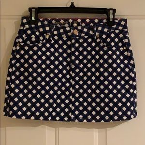 Kate Spade checkered mini skirt navy blue white 2